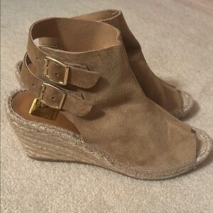 Kanna Tan Suede Wedge Sandals